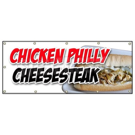 Signmission CHICKEN PHILLY CHEESESTEAK BANNER SIGN philadelphia sandwich steak hot B-120 Chicken Philly Cheesestk
